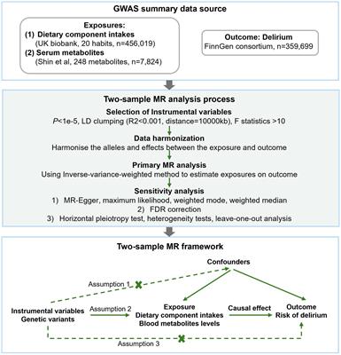 The causal effects of dietary component intake and blood metabolites on risk of delirium: a Mendelian randomization study